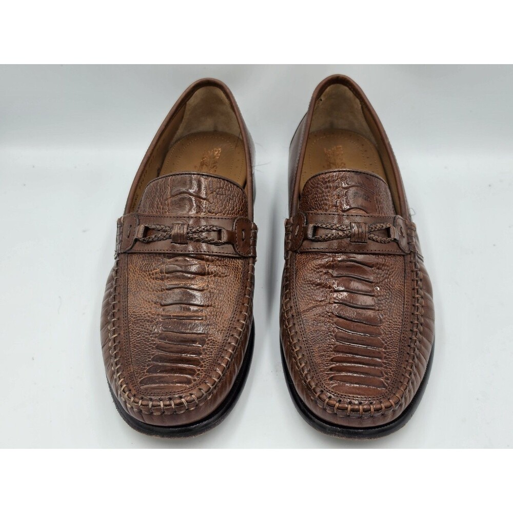 Brass Boot Walking Gloves Men's Brown Leather Alligator Print Loafers Size 10 M